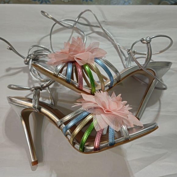 🦃TODAY ONLY🦃Steve Madden Multicolor Metallic Sandals Stiletto New Sz 8.5 - Picture 9 of 12